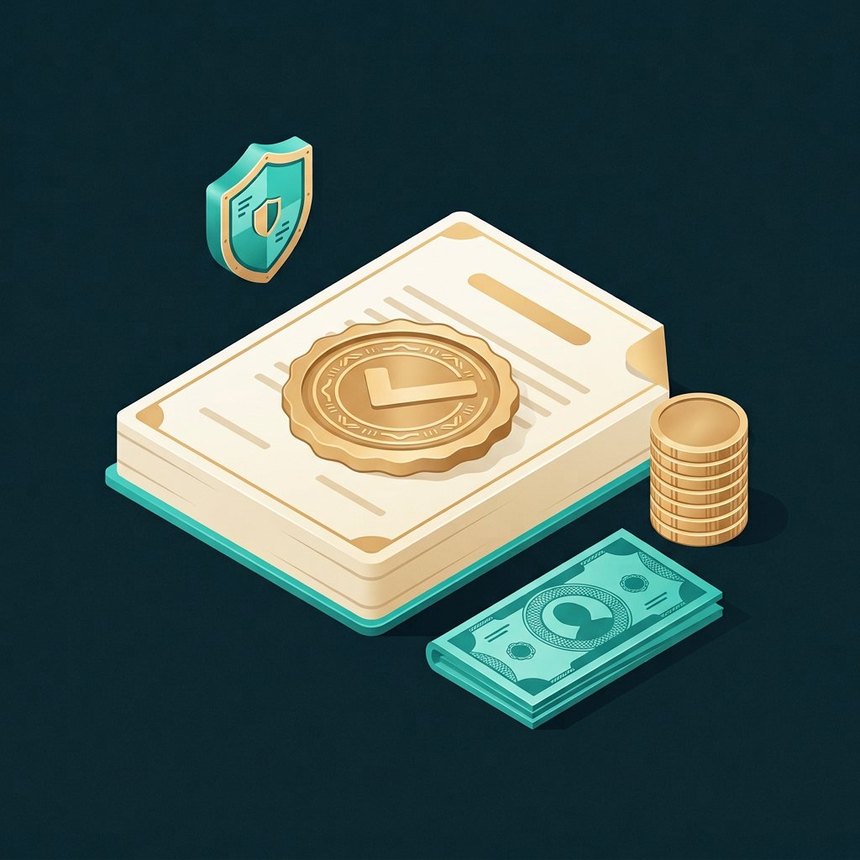 Approved personal loan document with a gold seal beside a stack of coins